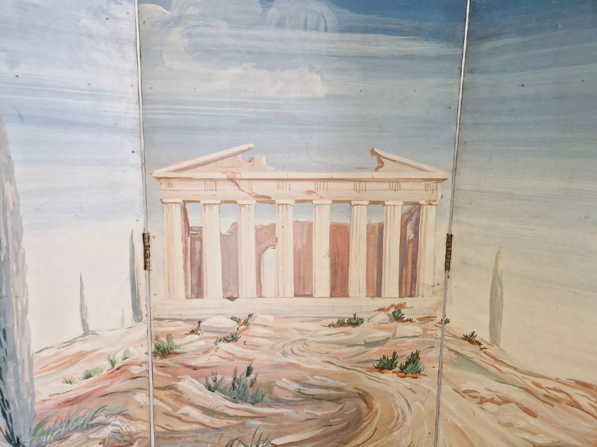 Paravent ancien français « Le Panthéon »-photo-3