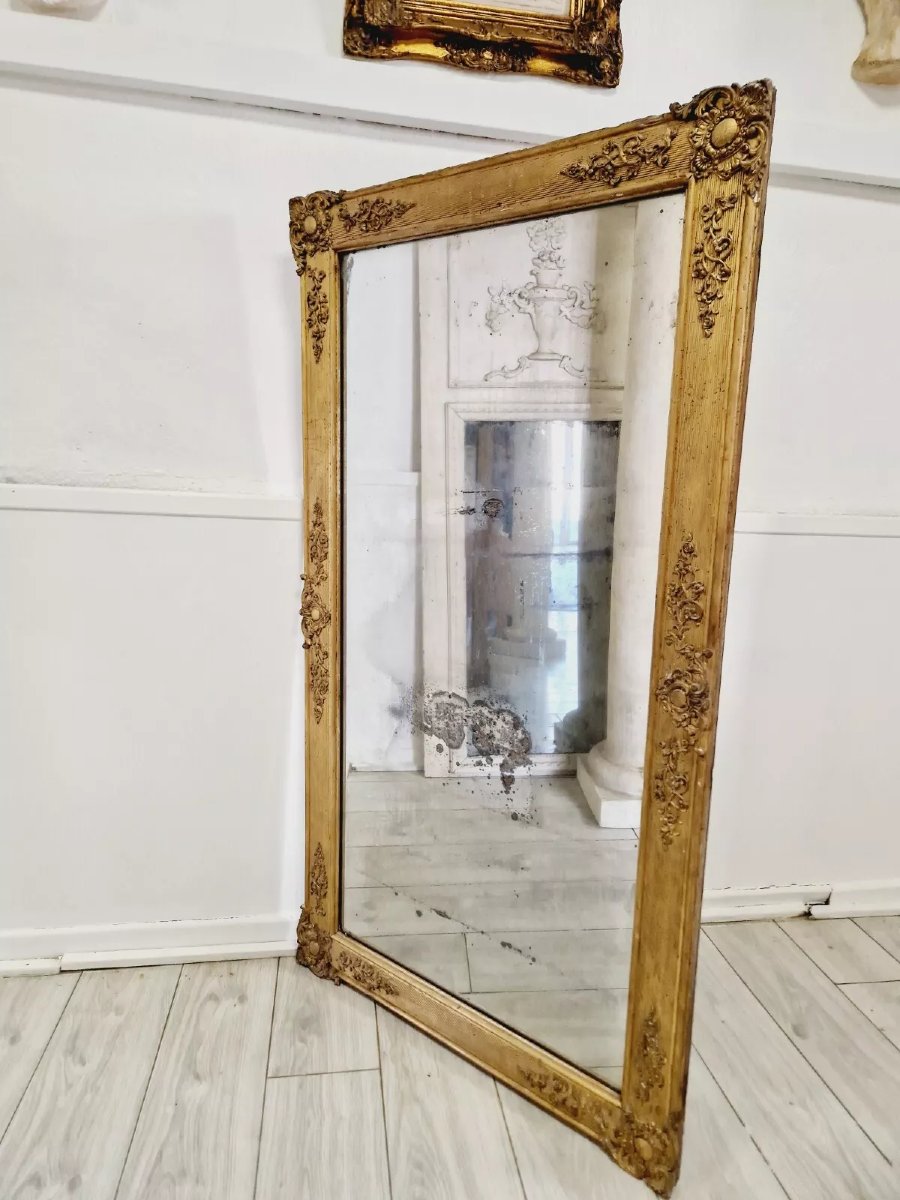 Miroir ancien français en or de style Régence, XIXe siècle-photo-4