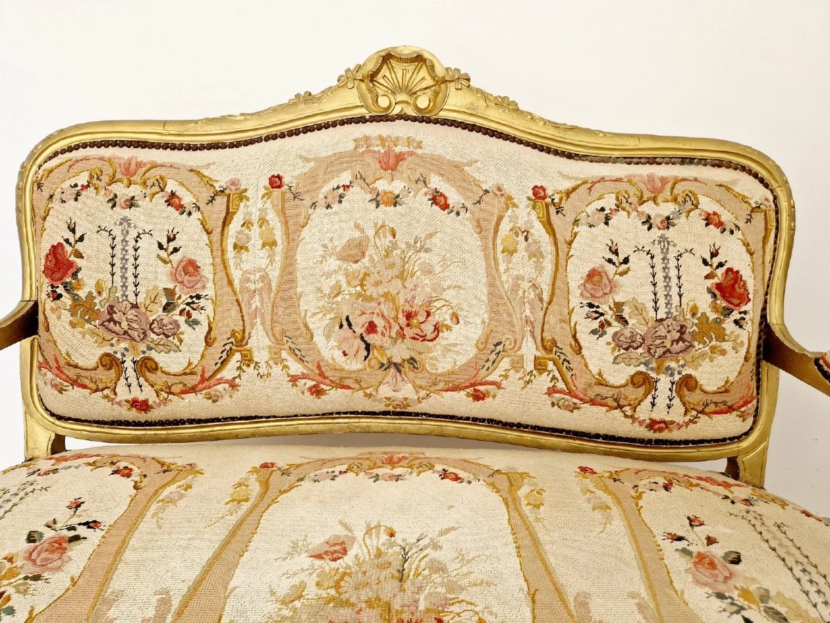 Canapé ancien de style Louis XV français-photo-5
