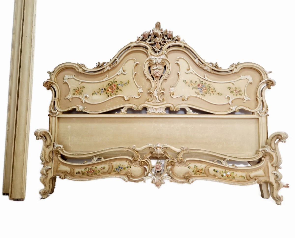Super King Size Venetian Carved Wood Bed