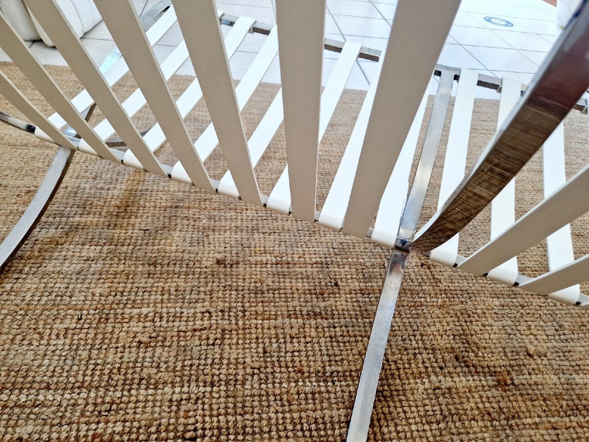 White Mid-century Barcelona Sofa-photo-4