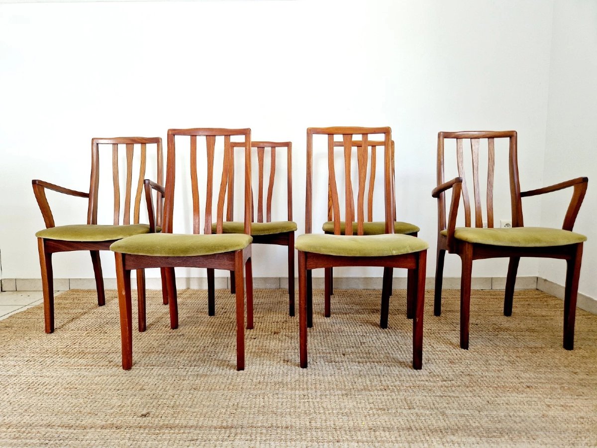 Mid-century S-shaped Dining Table And 6 Chairs-photo-3