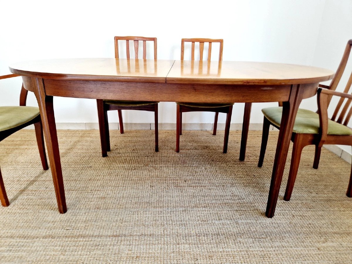 Mid-century S-shaped Dining Table And 6 Chairs-photo-1