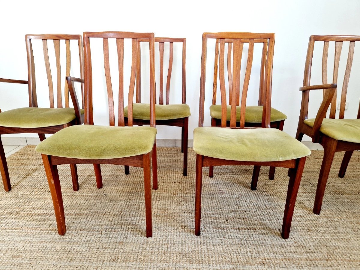 Mid-century S-shaped Dining Table And 6 Chairs-photo-3
