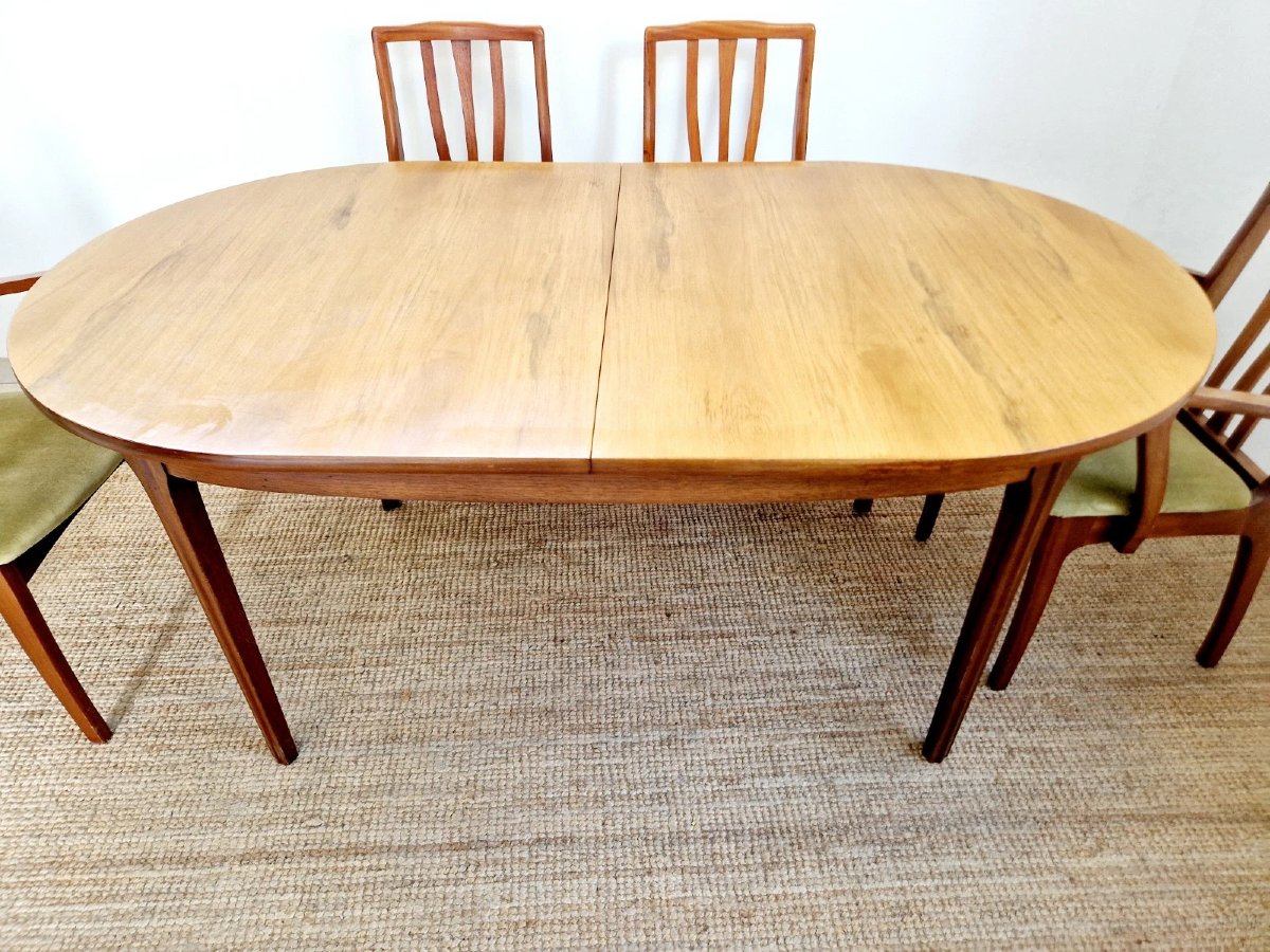 Mid-century S-shaped Dining Table And 6 Chairs-photo-4