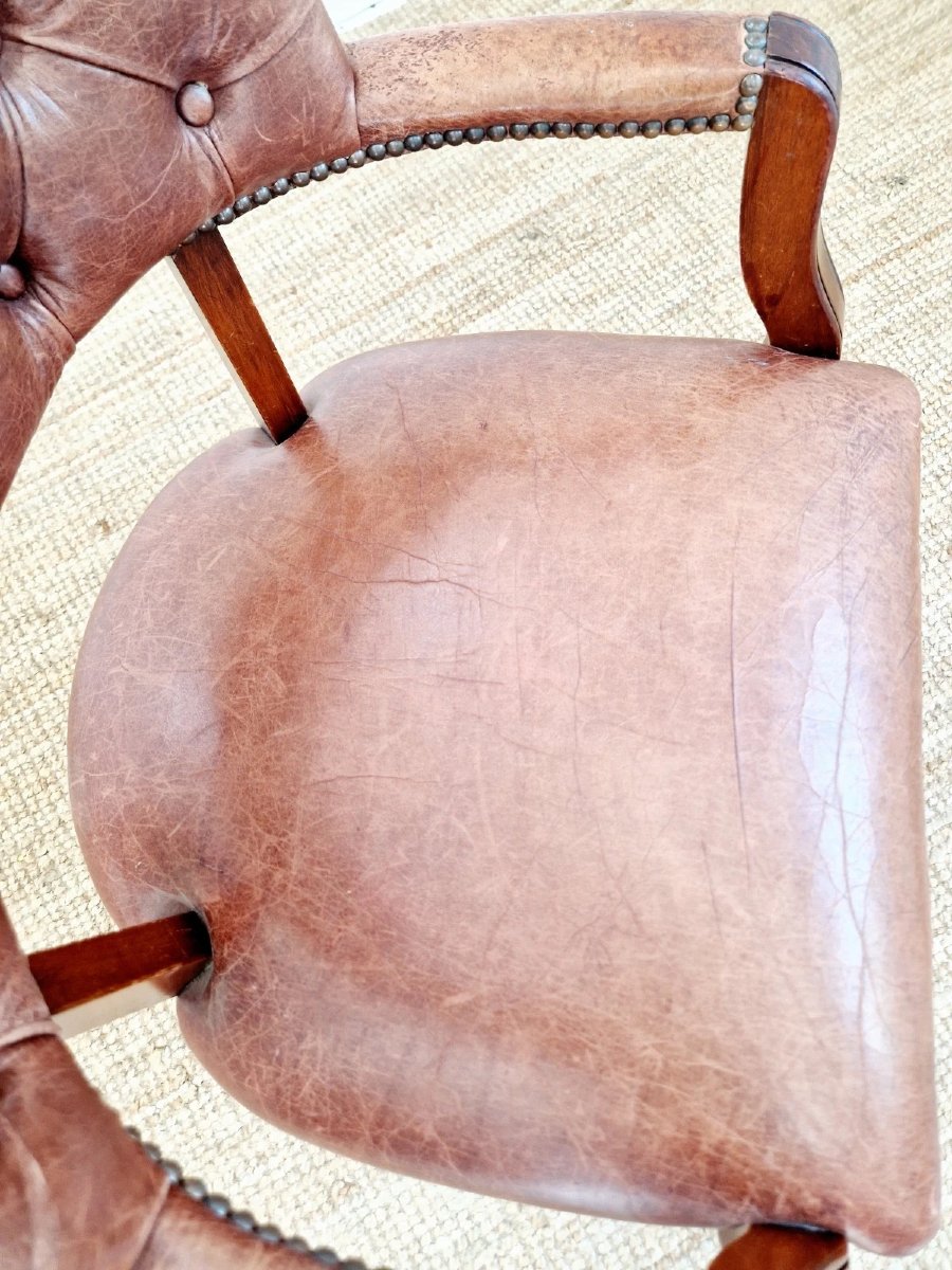 Wade Chesterfield Style Leather Office Chair-photo-2