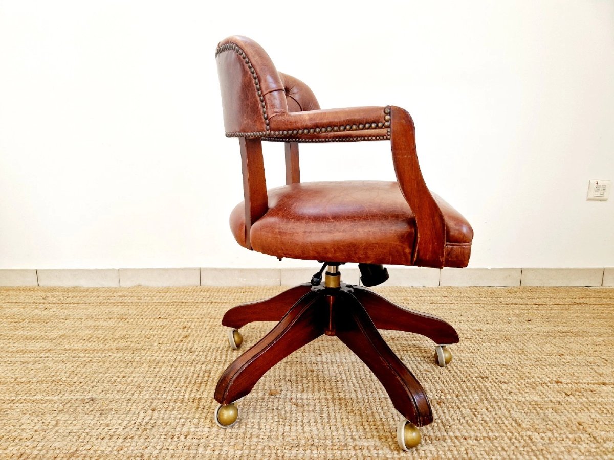 Wade Chesterfield Style Leather Office Chair-photo-2