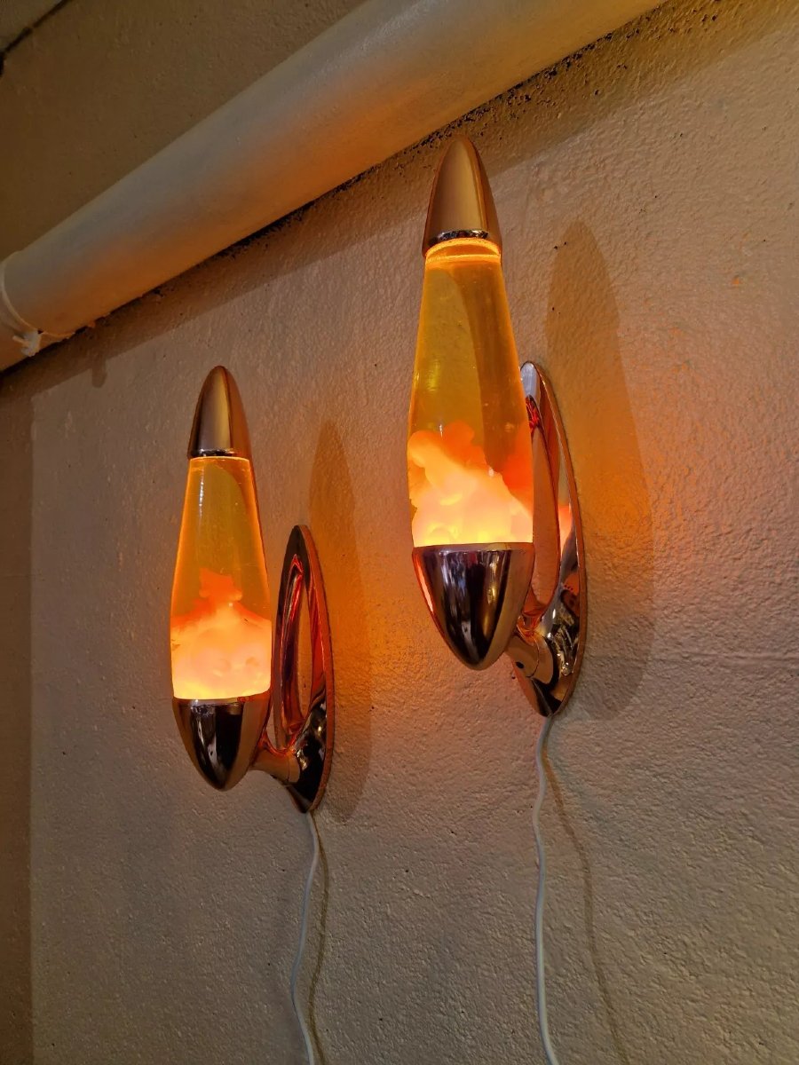 Pair Of Vintage Style Larva Wall Lights-photo-4