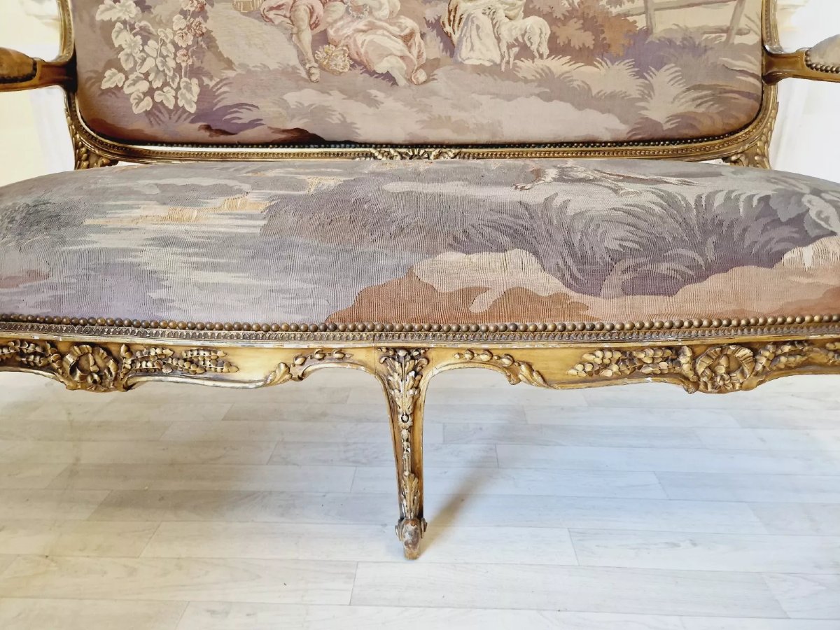 Ensemble de salon rococo ancien français Aubusson-photo-5