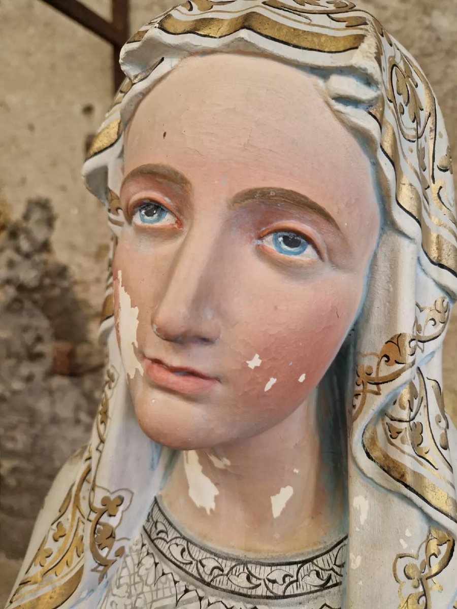 Statue religieuse antique Marie de Lourdes-photo-4
