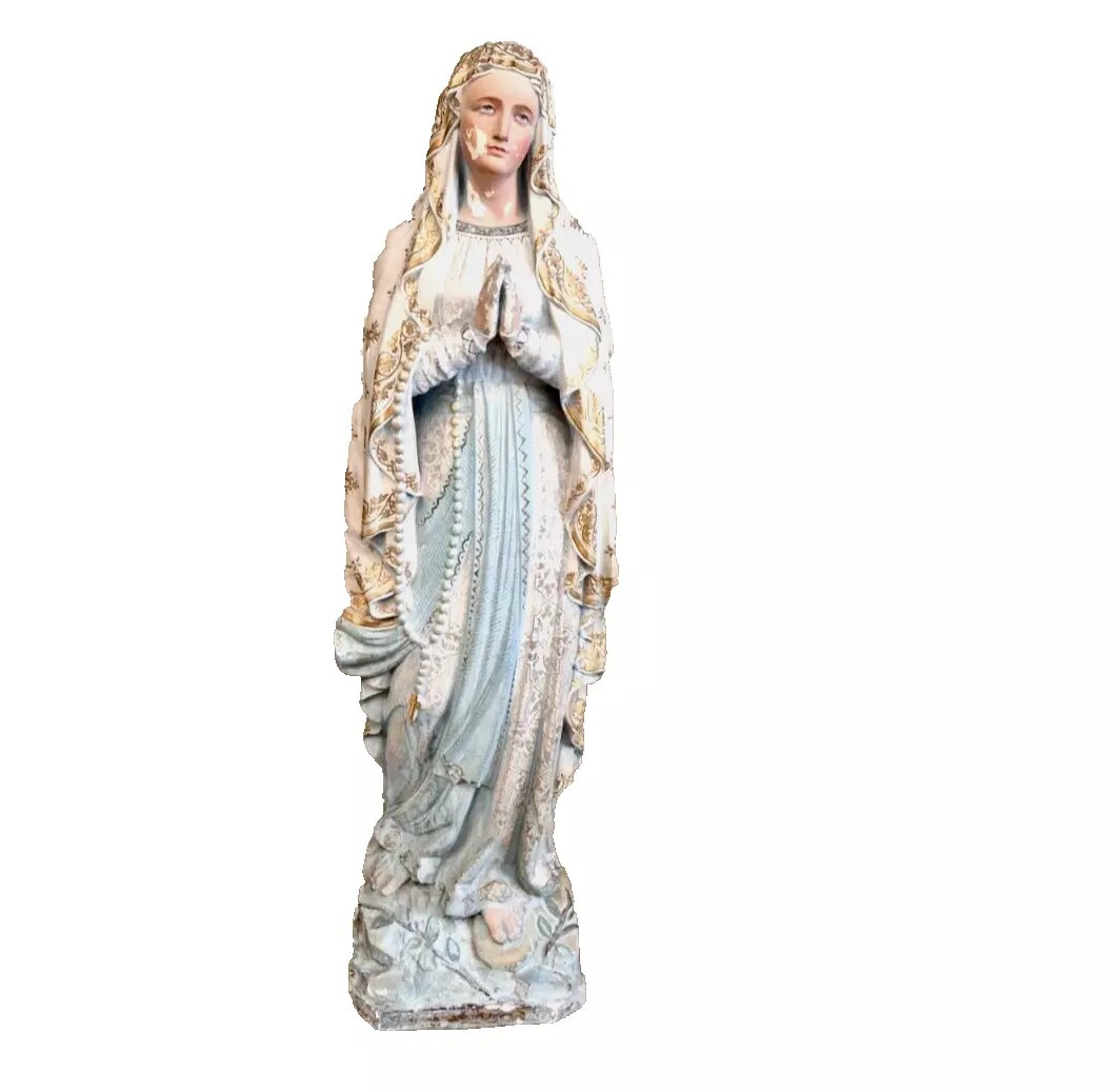 Statue religieuse antique Marie de Lourdes