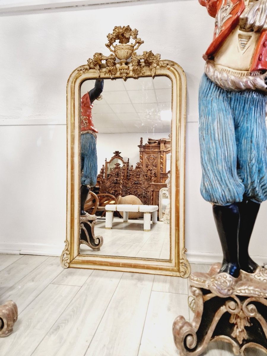 Miroir ancien français de style Louis XVI du XIXe siècle-photo-2