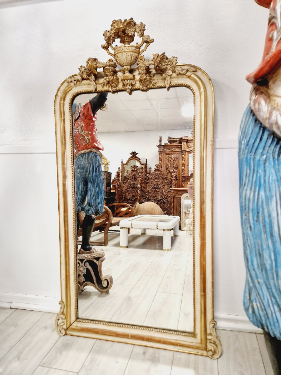Miroir ancien français de style Louis XVI du XIXe siècle-photo-4