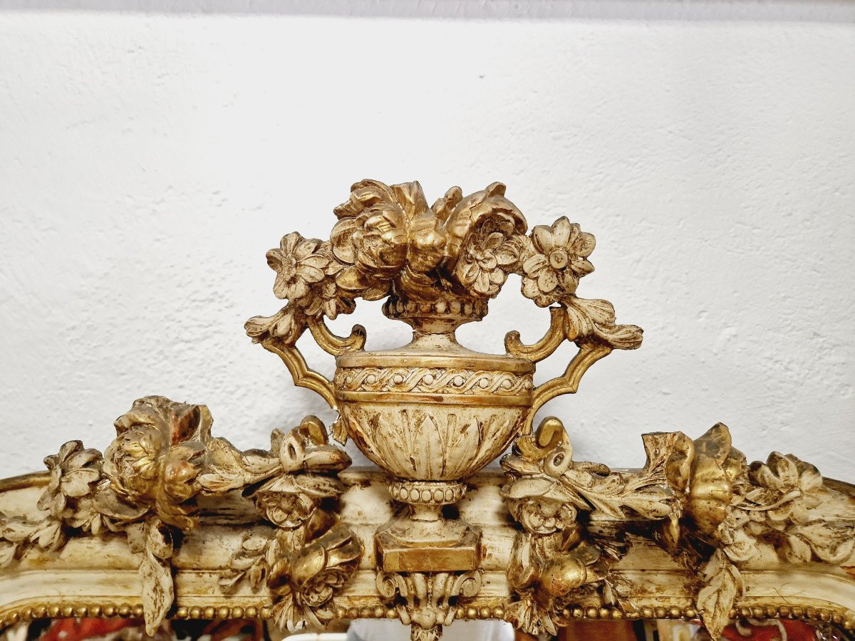 Miroir ancien français de style Louis XVI du XIXe siècle-photo-4