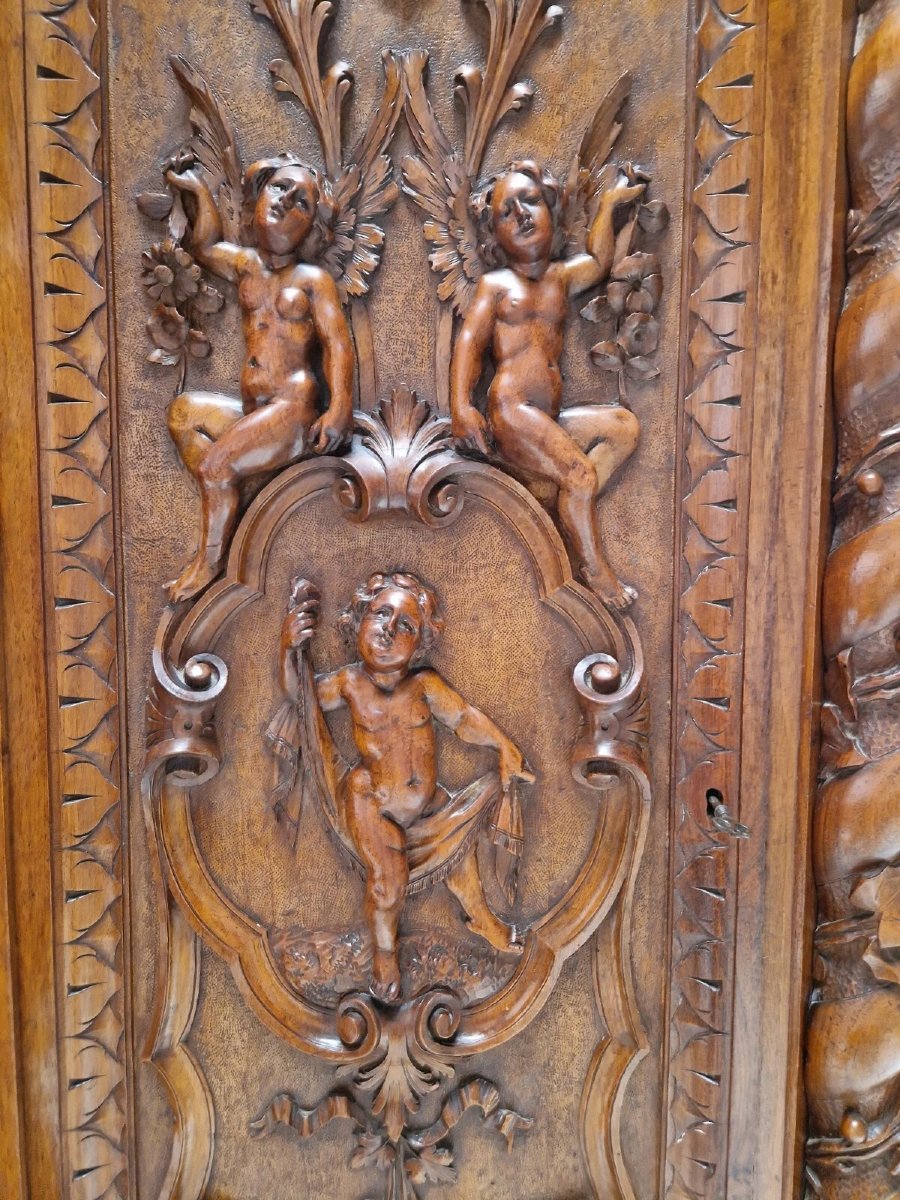 Ensemble de chambre à coucher antique de style Renaissance italienne 7 pièces RARE-photo-5