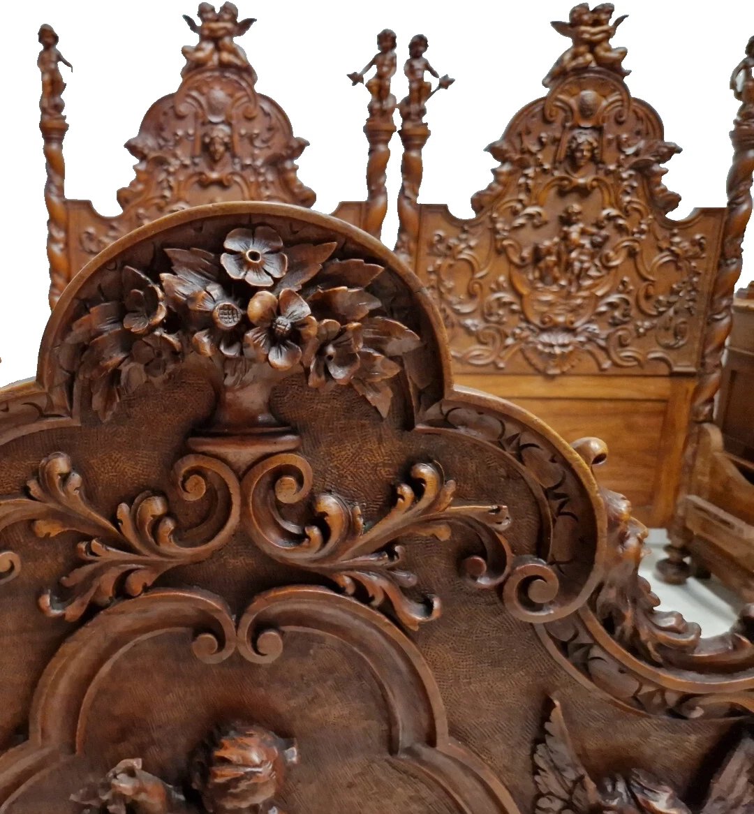 Ensemble de chambre à coucher antique de style Renaissance italienne 7 pièces RARE-photo-8