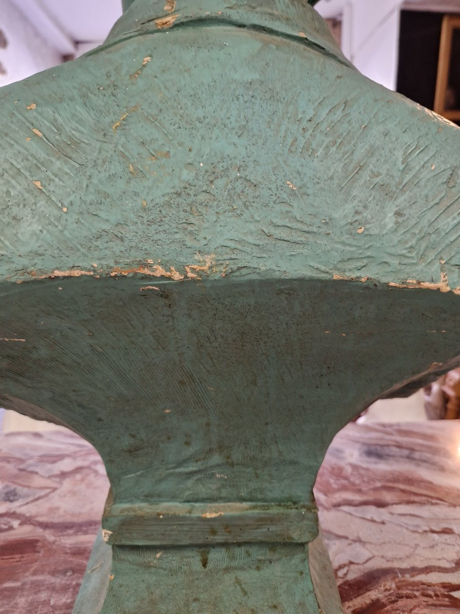 Giant Green Plaster Antique Bust-photo-4