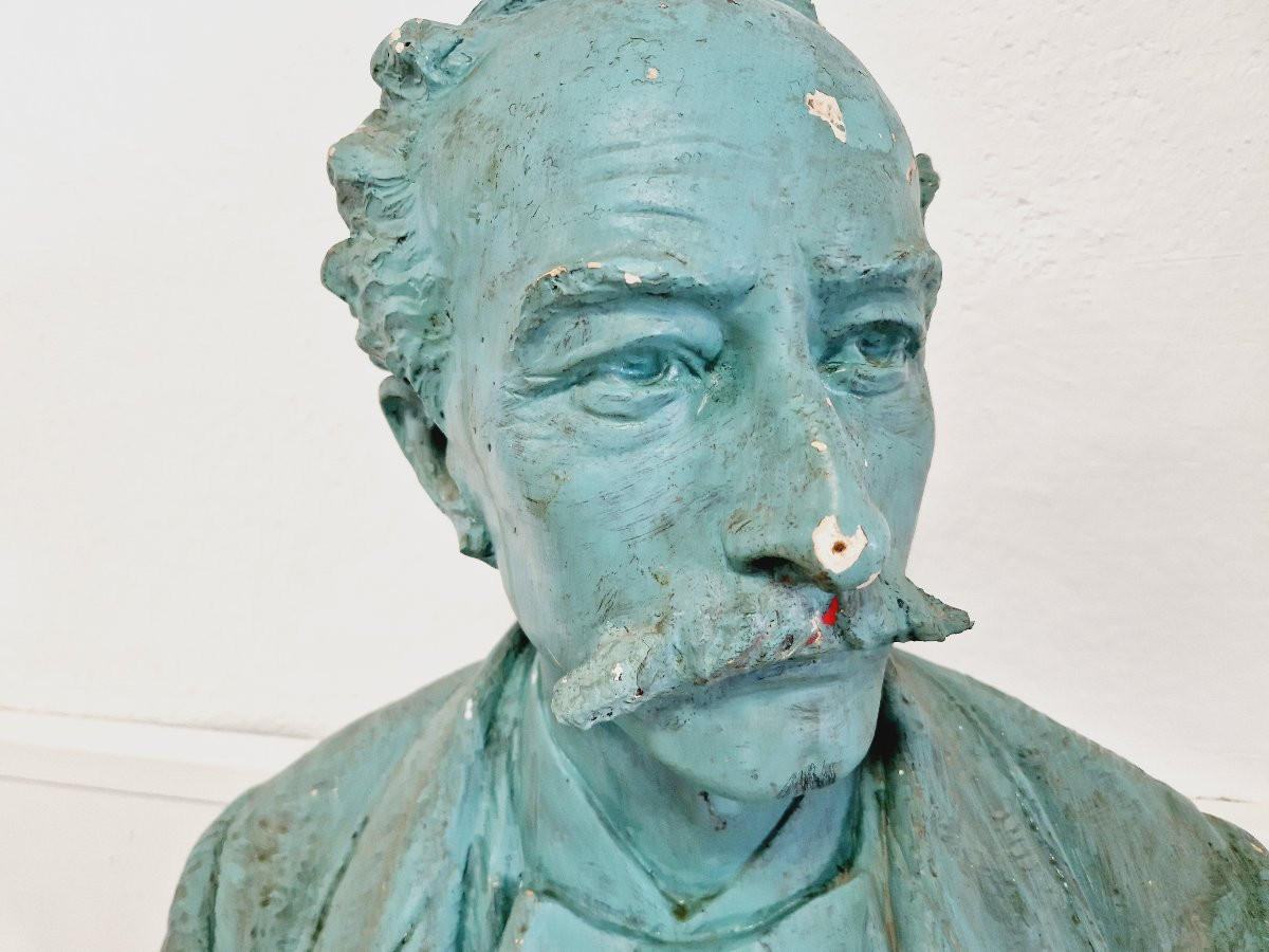 Giant Green Plaster Antique Bust-photo-5