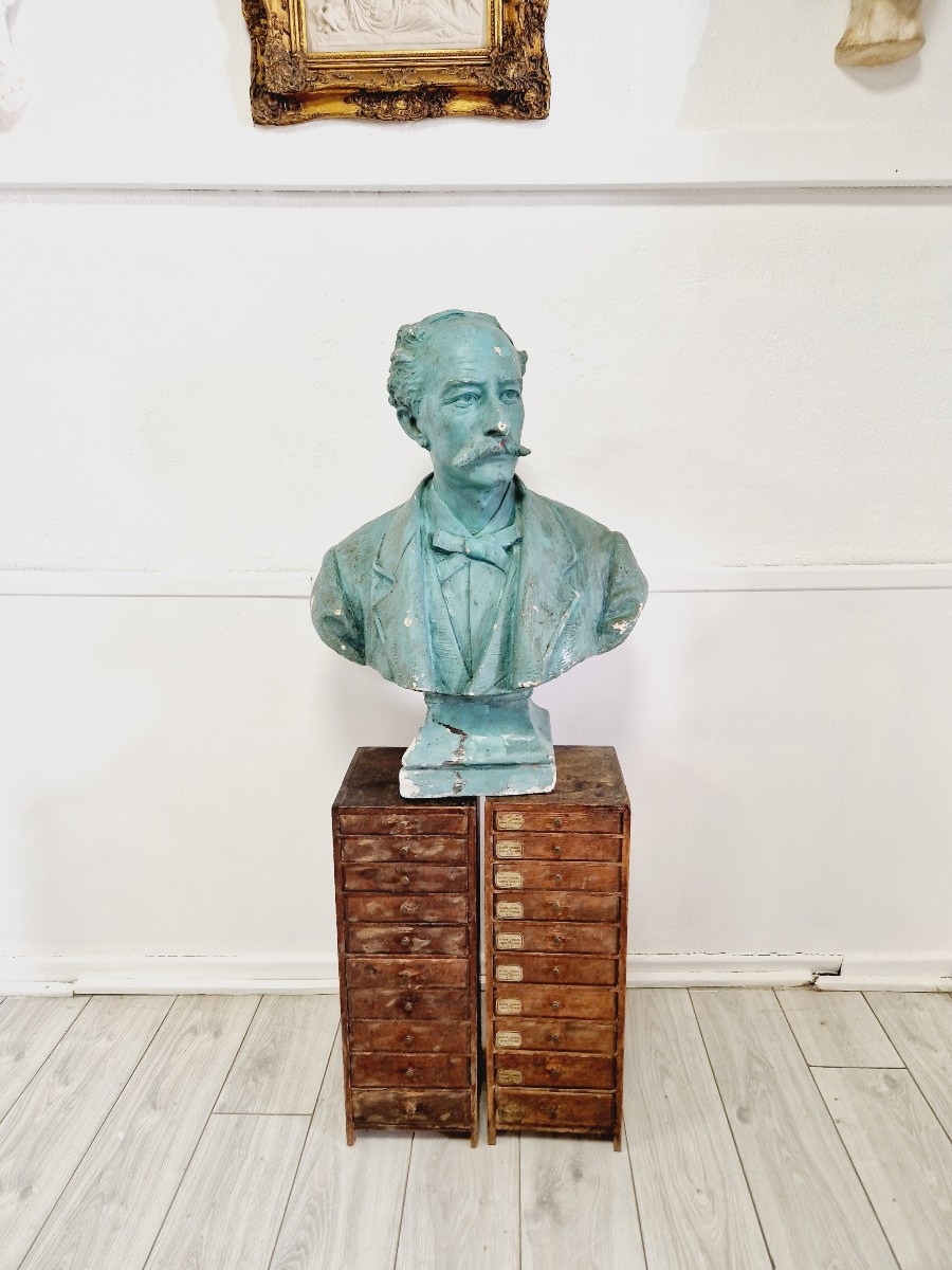 Giant Green Plaster Antique Bust