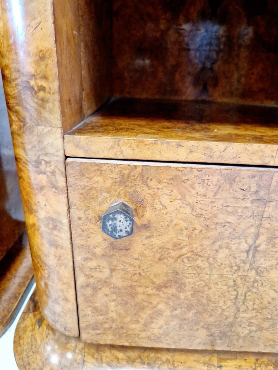 Pair Of Art Deco Burr Walnut Bedside Tables-photo-4