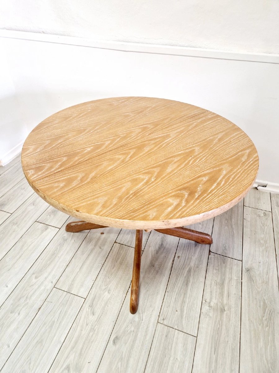 Vintage German Herringbone Dining Table-photo-4