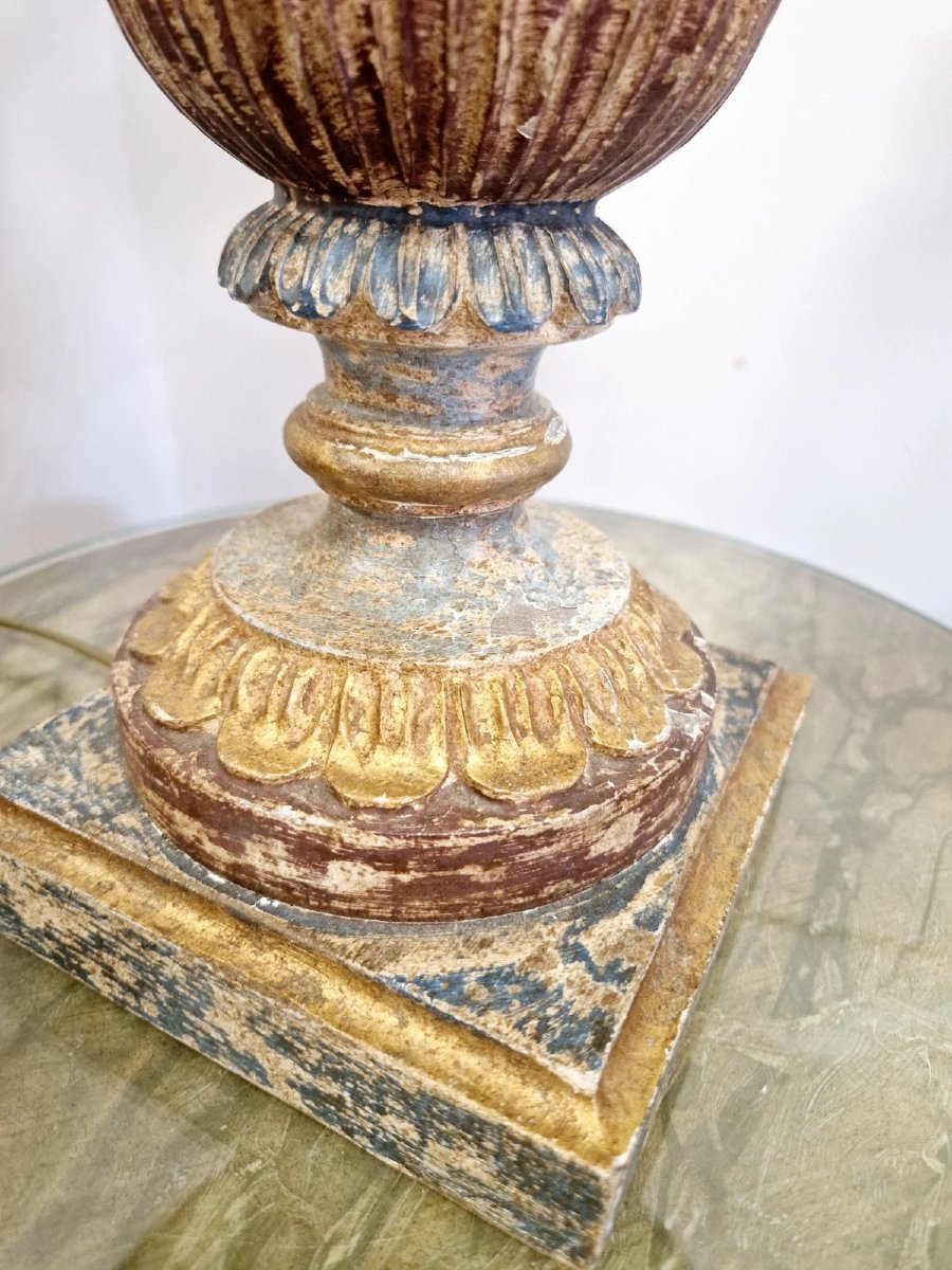 Pair Of Painted Wooden Table Lamps-photo-2