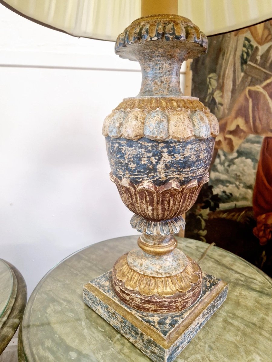 Pair Of Painted Wooden Table Lamps-photo-4