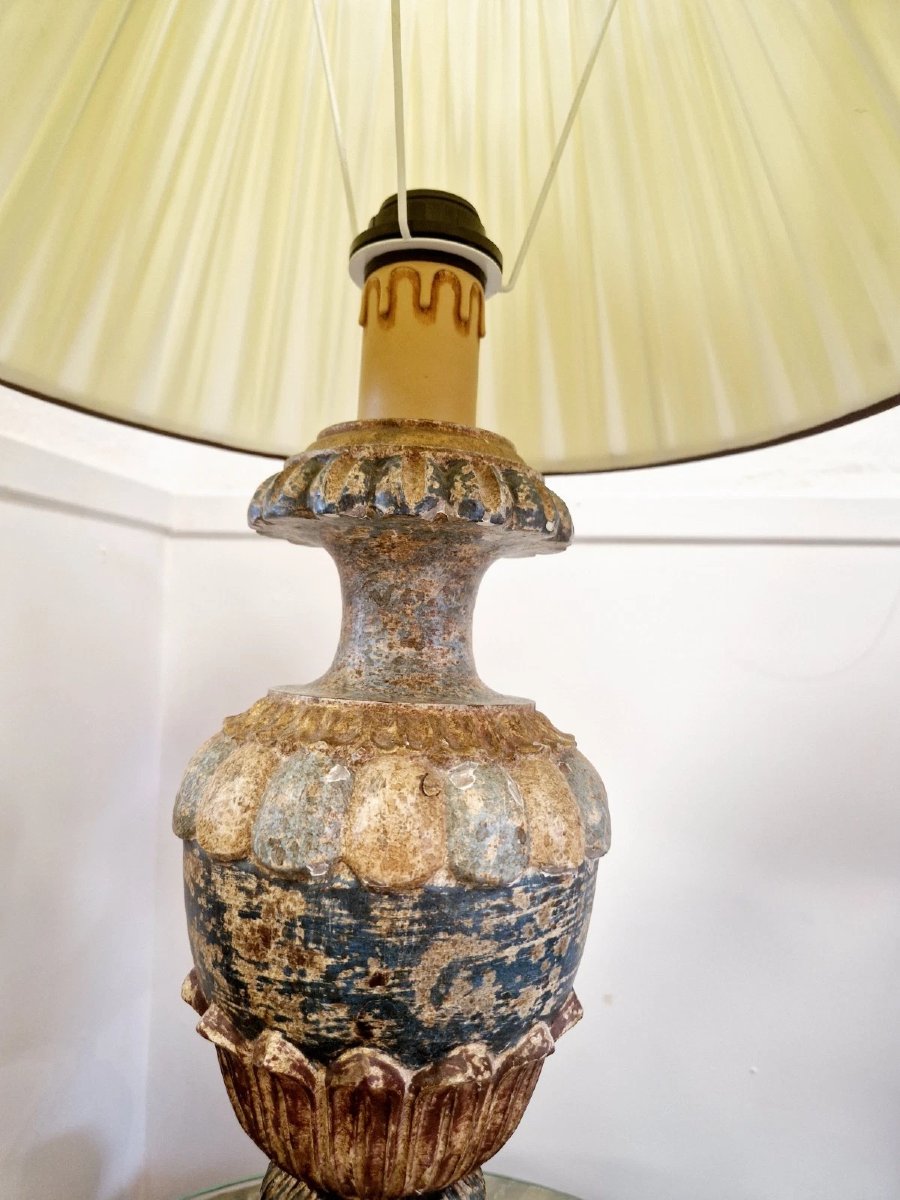 Pair Of Painted Wooden Table Lamps-photo-1