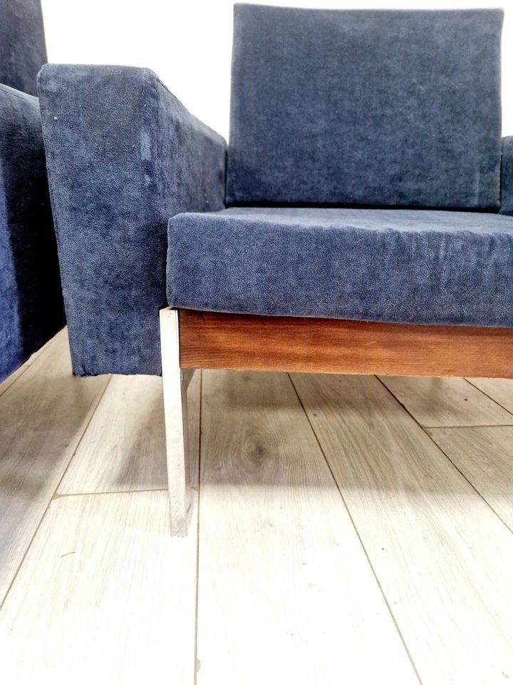 Pair Of Danish Mid-century Armchairs, Kiushu Saporiti Style-photo-4