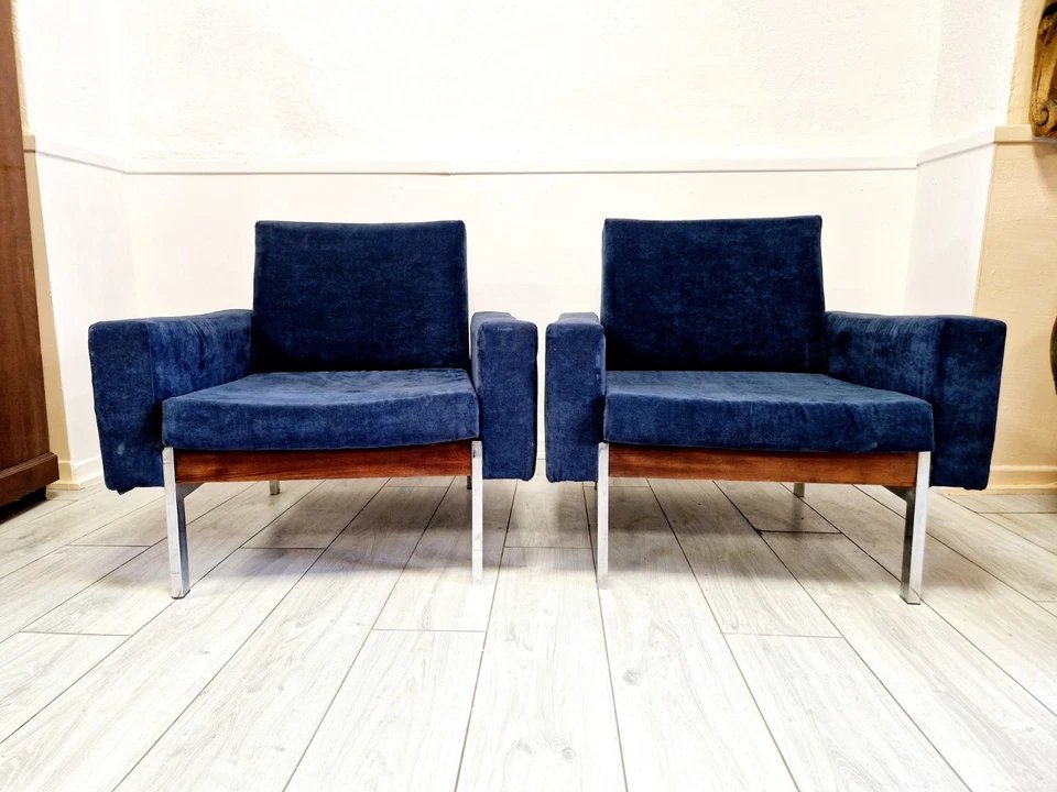 Pair Of Danish Mid-century Armchairs, Kiushu Saporiti Style-photo-6