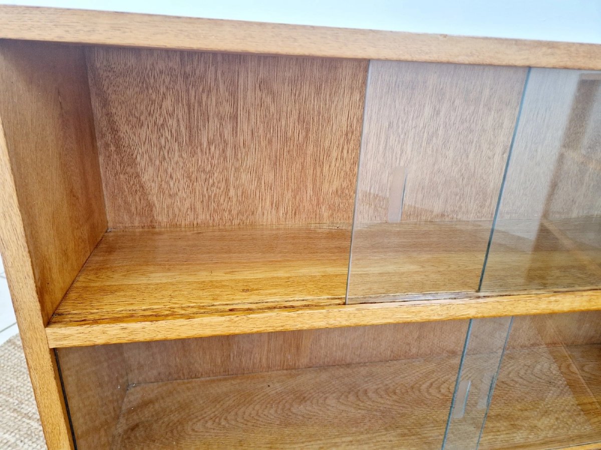 Pair Of Mid-century Oak School Bookcases-photo-6
