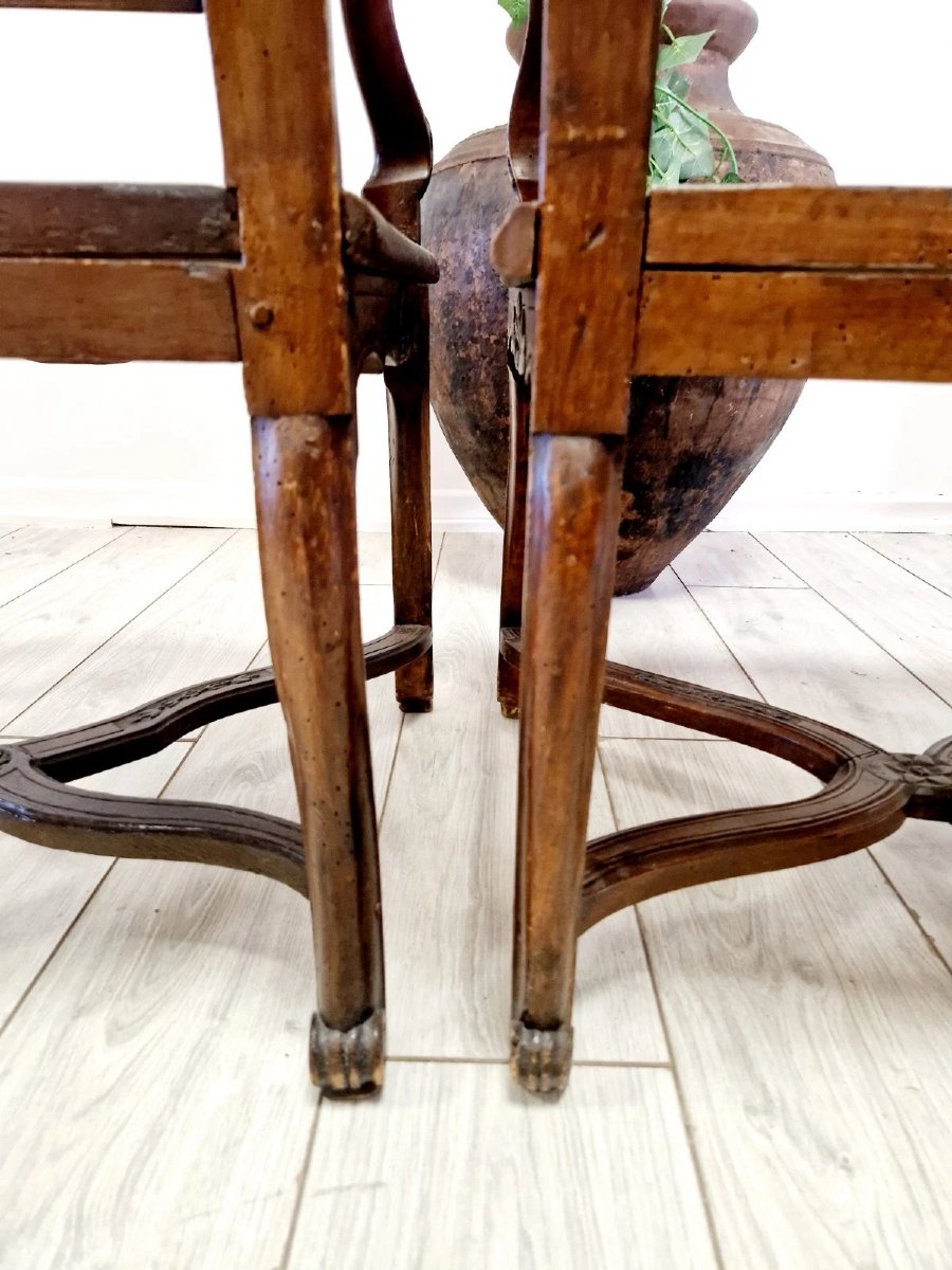 Pair Of Antique French Rattan Armchairs From The Regency Period-photo-3