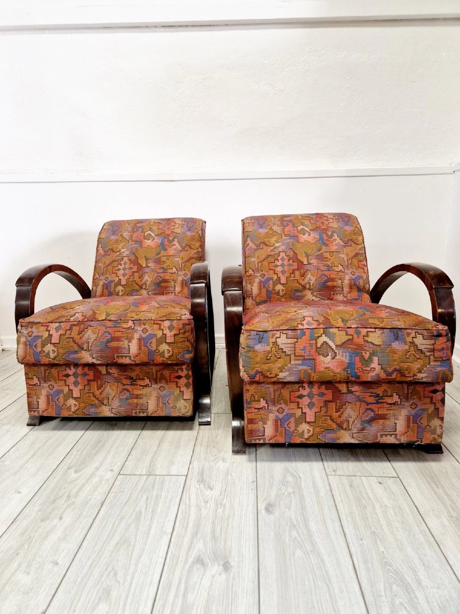 Pair Of Art Deco Armchairs-photo-2