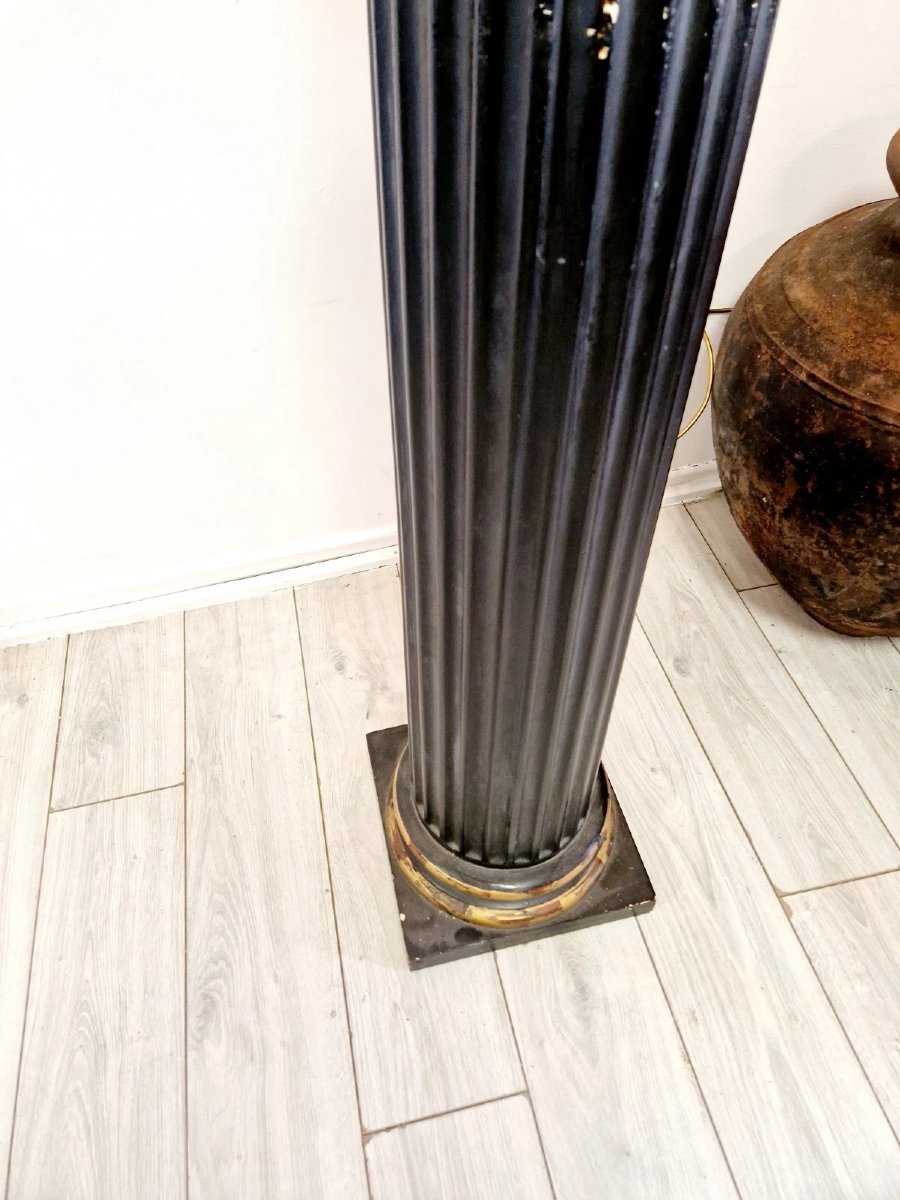 Grand lampadaire français représentant une femme tenant une torche-photo-6