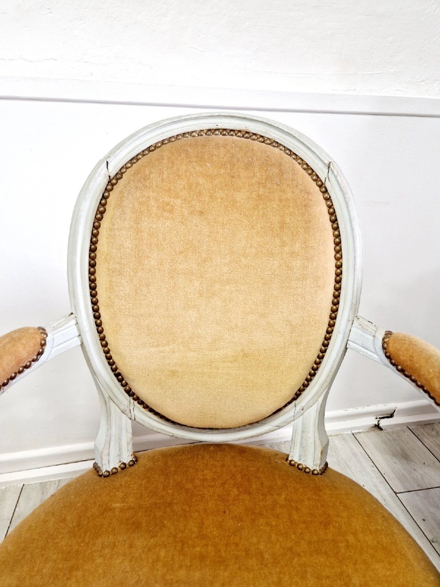 Paire de chaises anciennes françaises d'époque Louis XVI-photo-2