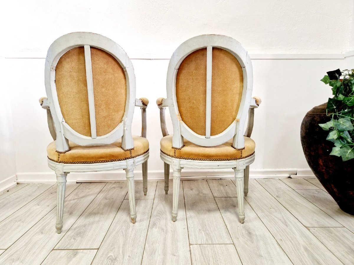 Paire de chaises anciennes françaises d'époque Louis XVI-photo-4