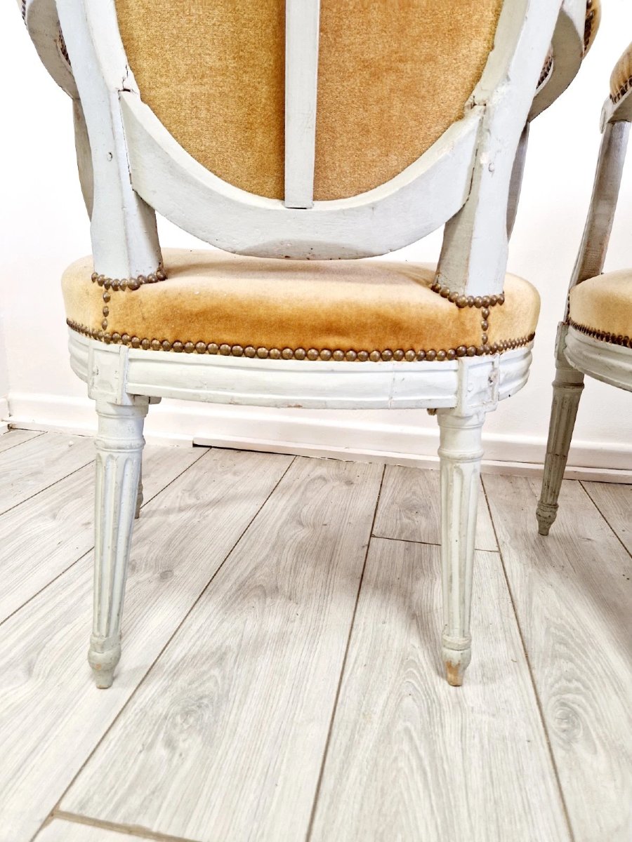 Paire de chaises anciennes françaises d'époque Louis XVI-photo-2