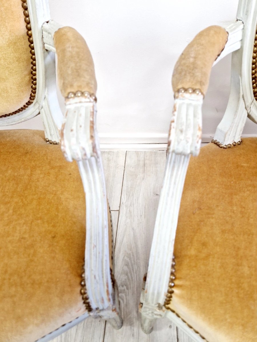 Paire de chaises anciennes françaises d'époque Louis XVI-photo-7