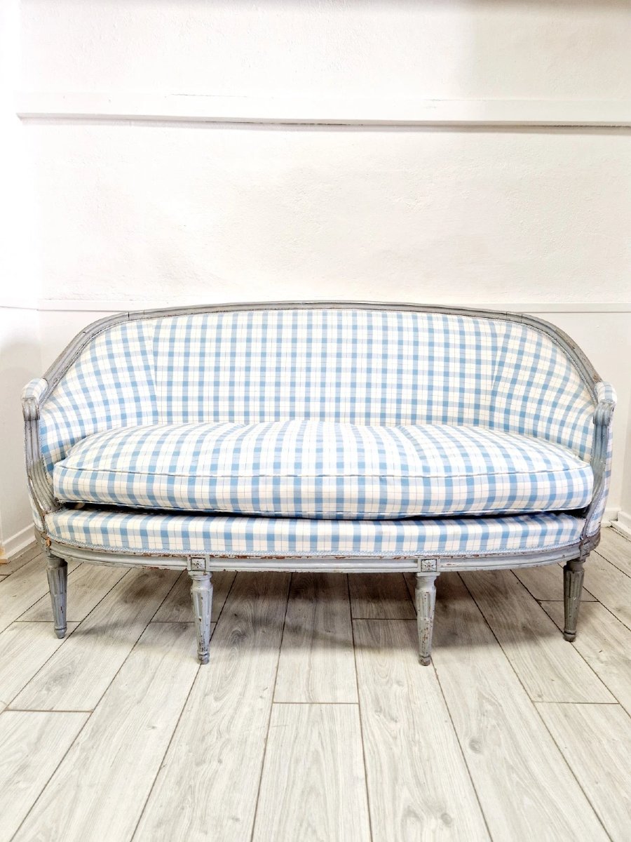 Canapé ancien français de style Louis XVI-photo-2