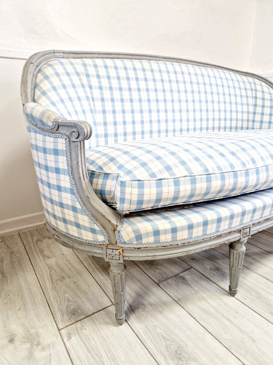 Canapé ancien français de style Louis XVI-photo-2
