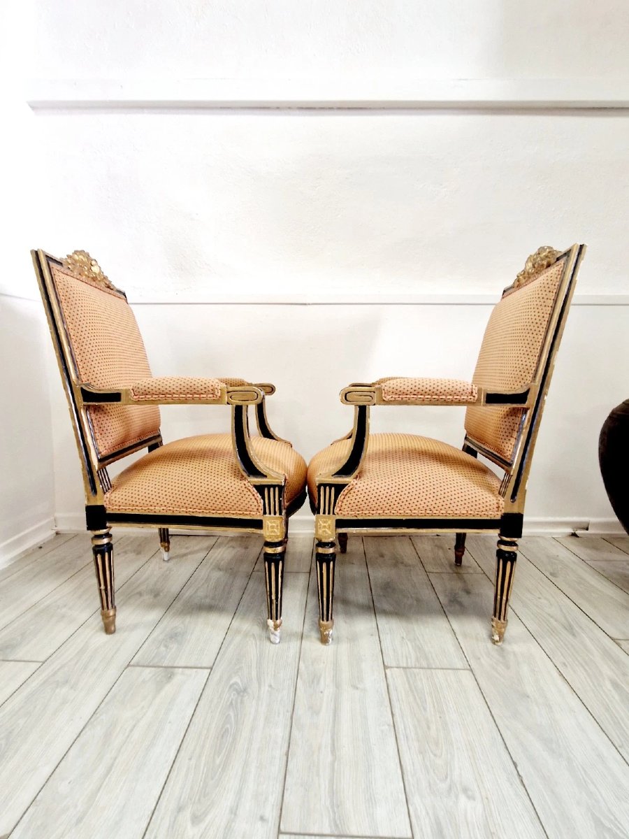 Pair Of Antique French Armchairs From The Napoleon III Period-photo-2