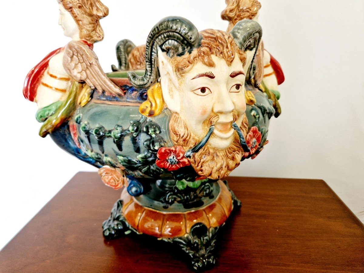French Renaissance Style Majolica Planter-photo-2