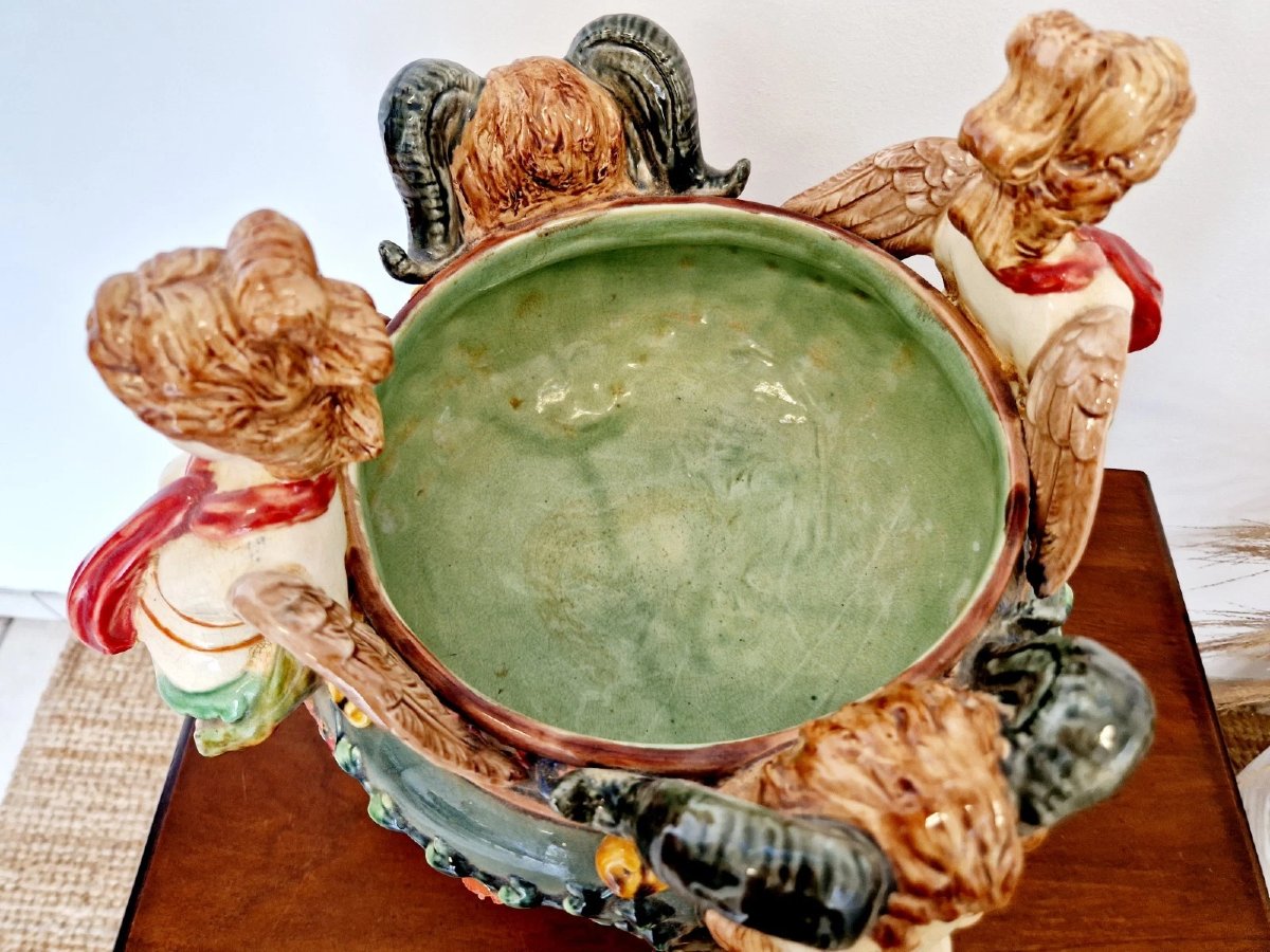 French Renaissance Style Majolica Planter-photo-3