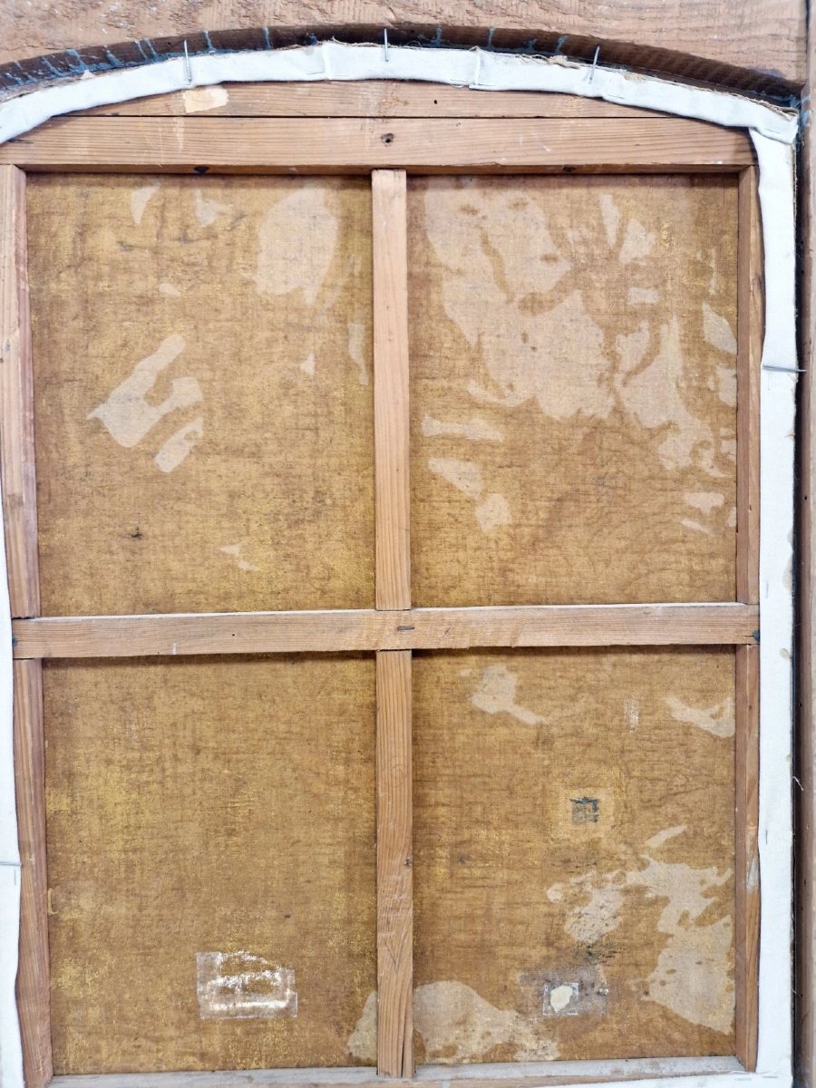 Antique French Oil-painted Mirror, Louis XVI Trumeau-photo-8