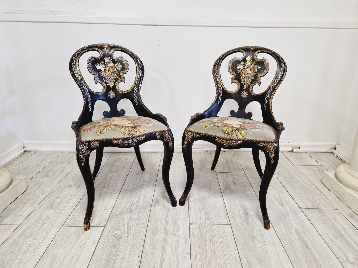Pair Of Antique French Napoleon Chairs-photo-2