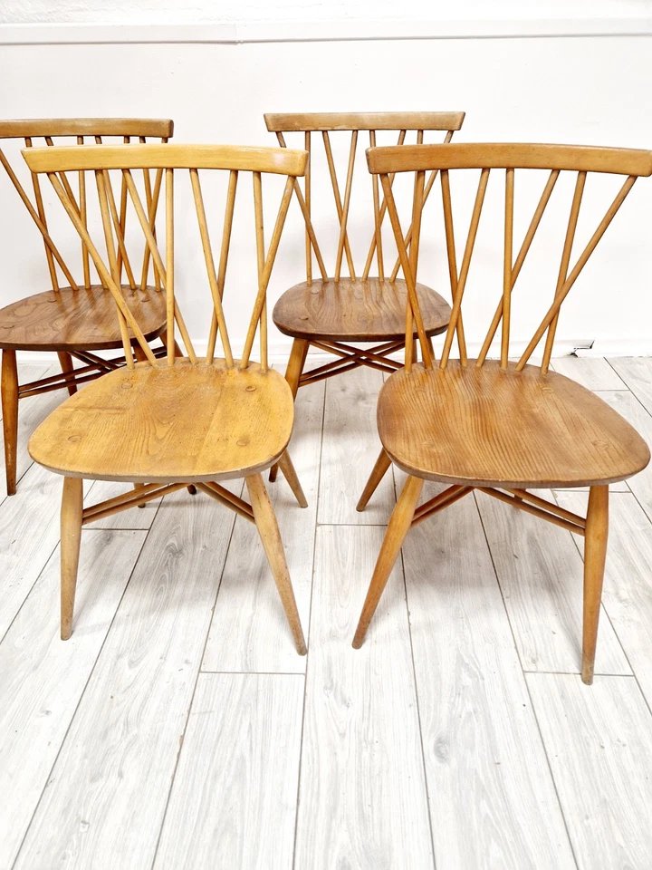 4 chaises de salle à manger à dossier chandelier Ercol-photo-3