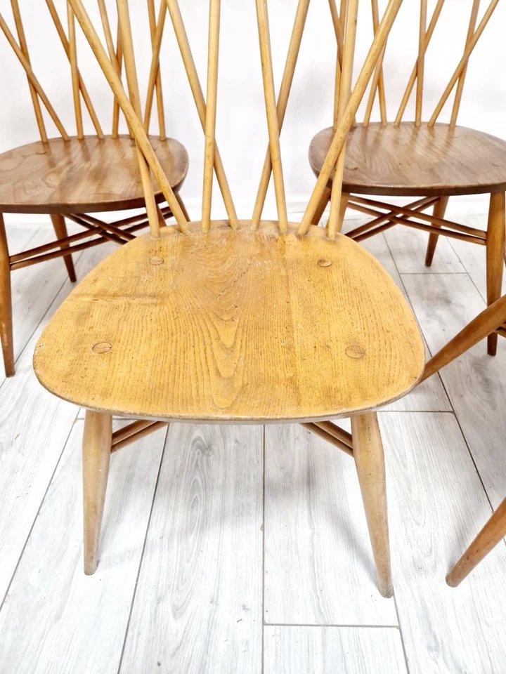 4 chaises de salle à manger à dossier chandelier Ercol-photo-3
