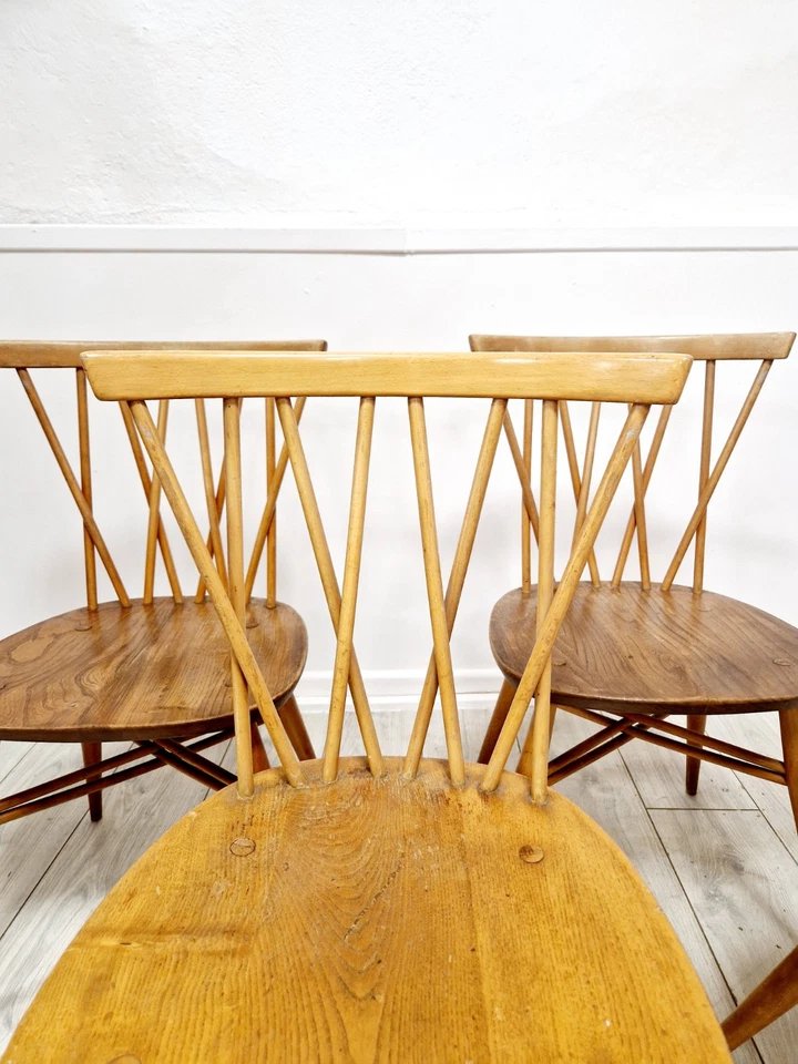 4 chaises de salle à manger à dossier chandelier Ercol-photo-6