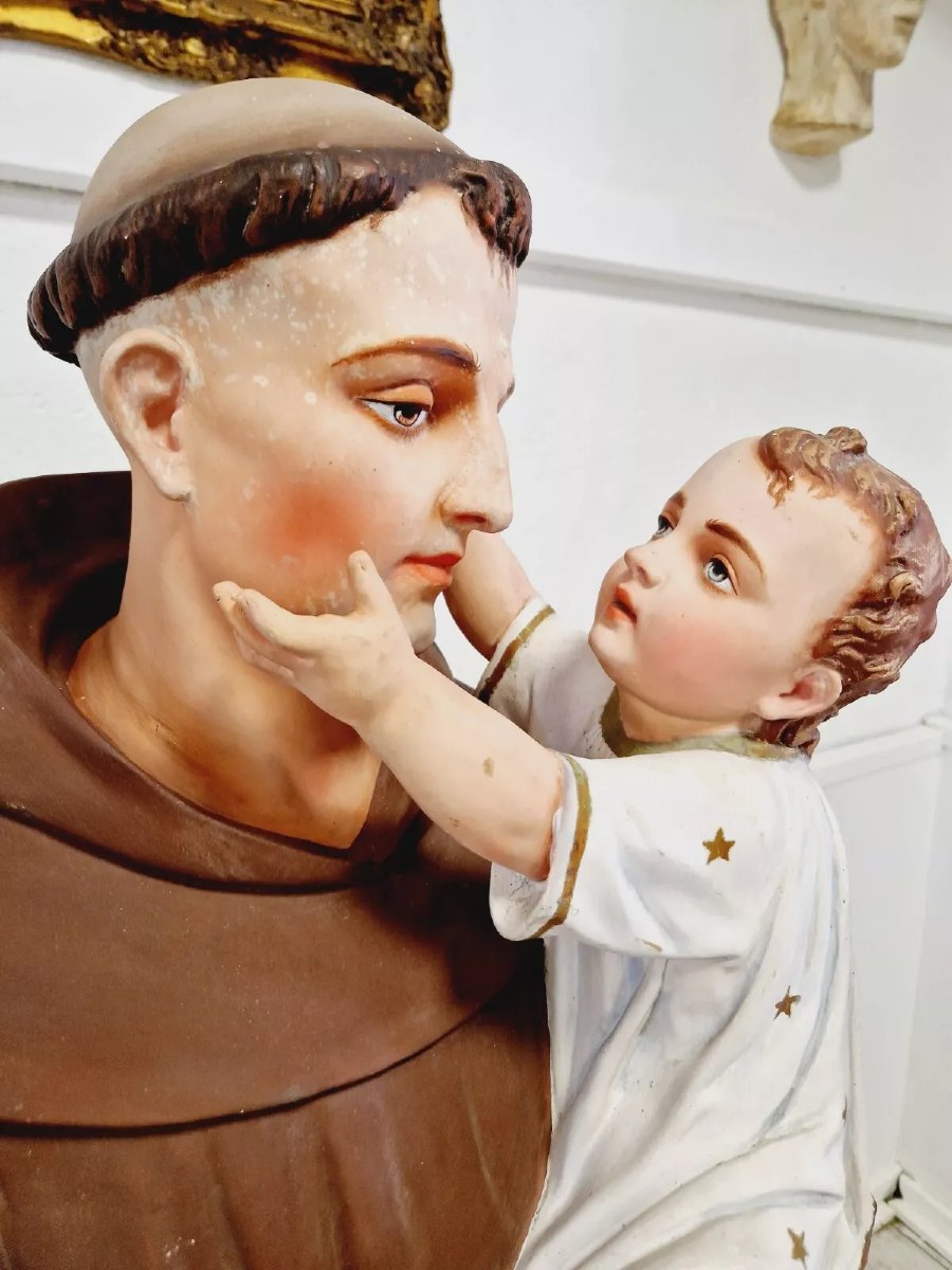 Statue religieuse antique Saint Antoine grandeur nature-photo-3