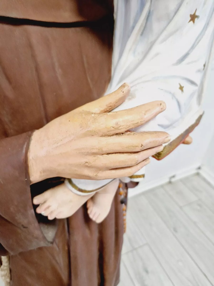 Statue religieuse antique Saint Antoine grandeur nature-photo-2